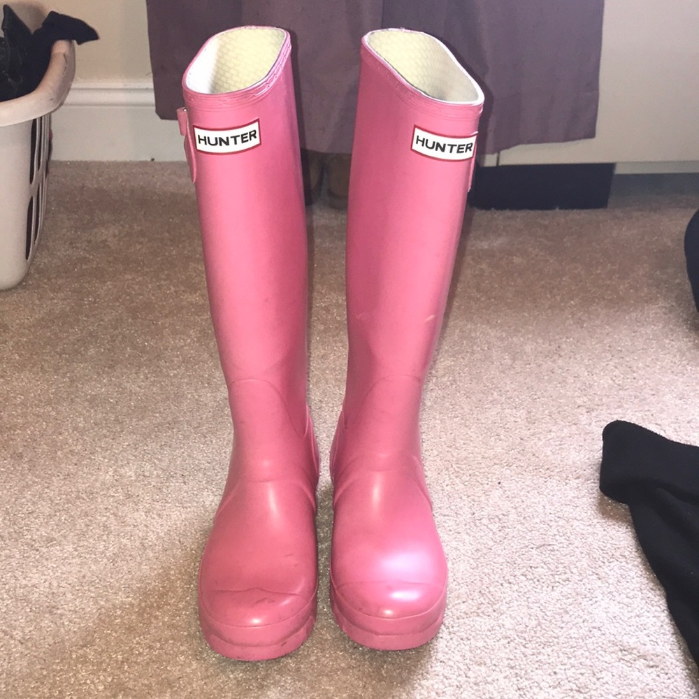 Pink Hunter Boots with Fleece lining
